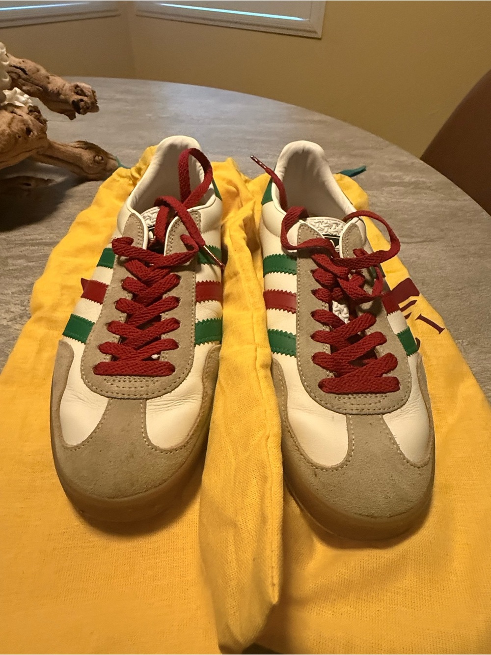 Adidas x Gucci Gazelle Cream Green Red Sneakers Size 9 Made in Italy